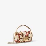 FENDI Baguette® Mini Canvas bag with multicolor FF embroidery - Image 4